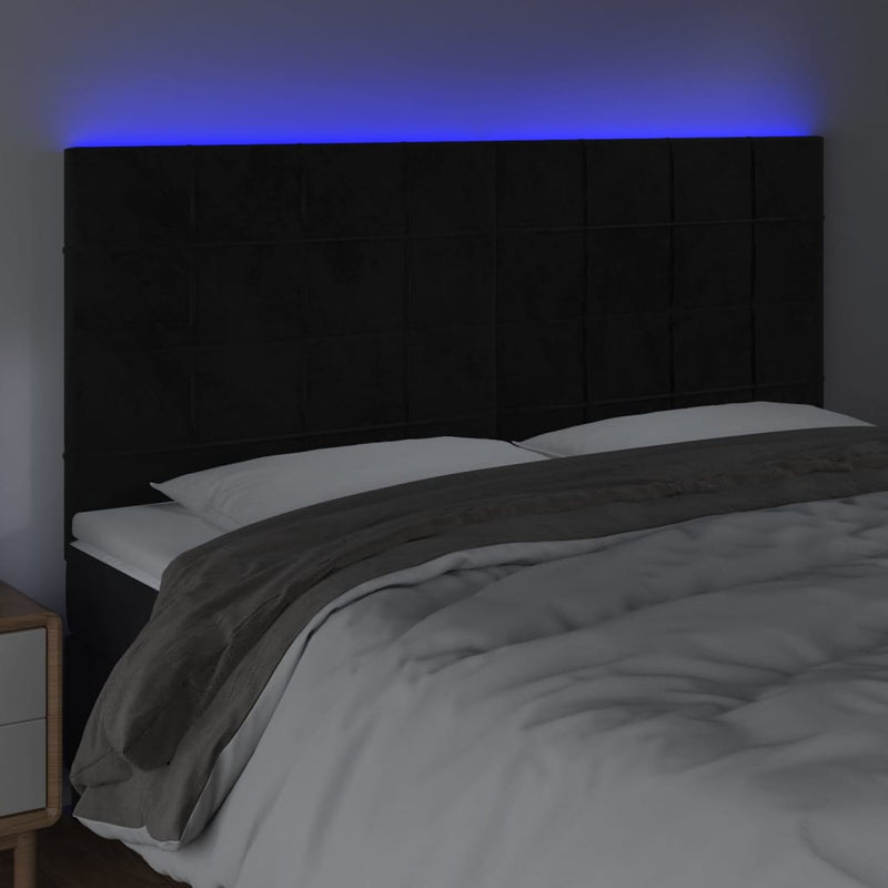 vidaXL fekete bársony LED-es fejtámla 180x5x118/128 cm