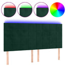 vidaXL sötétzöld bársony LED-es fejtámla 180x5x118/128 cm