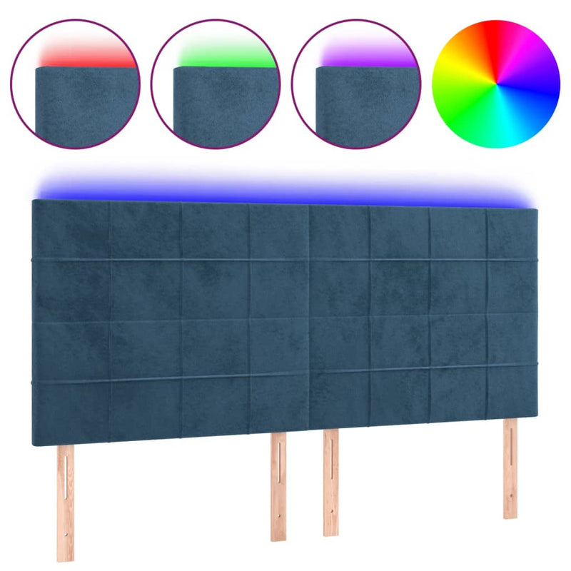 vidaXL sötétkék bársony LED-es fejtámla 180x5x118/128 cm