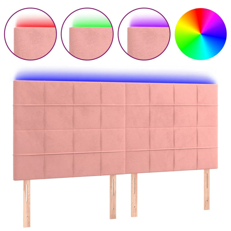 vidaXL rózsaszín bársony LED-es fejtámla 180x5x118/128 cm