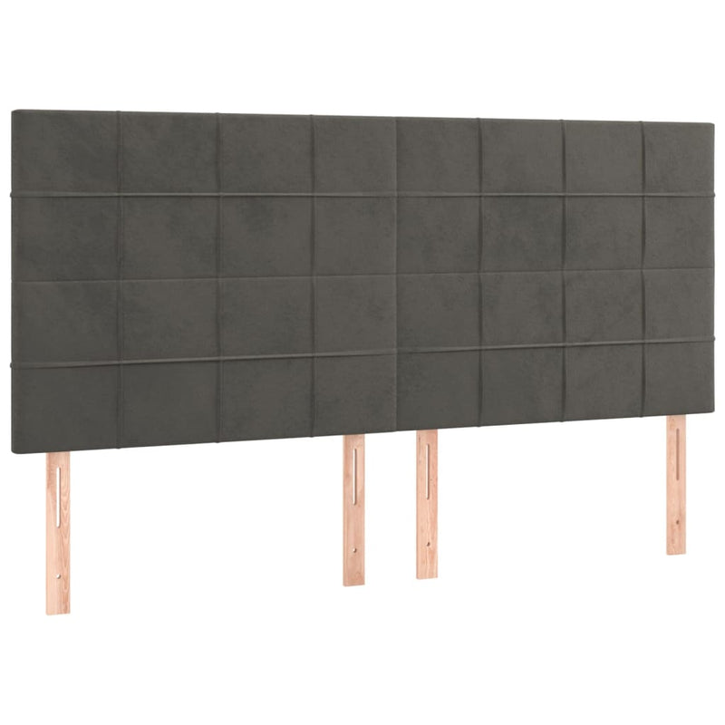 vidaXL sötétszürke bársony LED-es fejtámla 200x5x118/128 cm