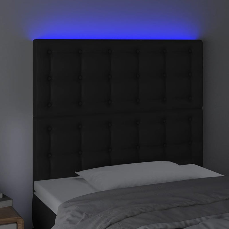 vidaXL fekete műbőr LED-es fejtámla 80x5x118/128 cm