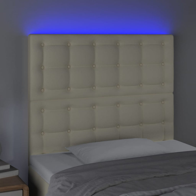 vidaXL krémszínű műbőr LED-es fejtámla 80x5x118/128 cm