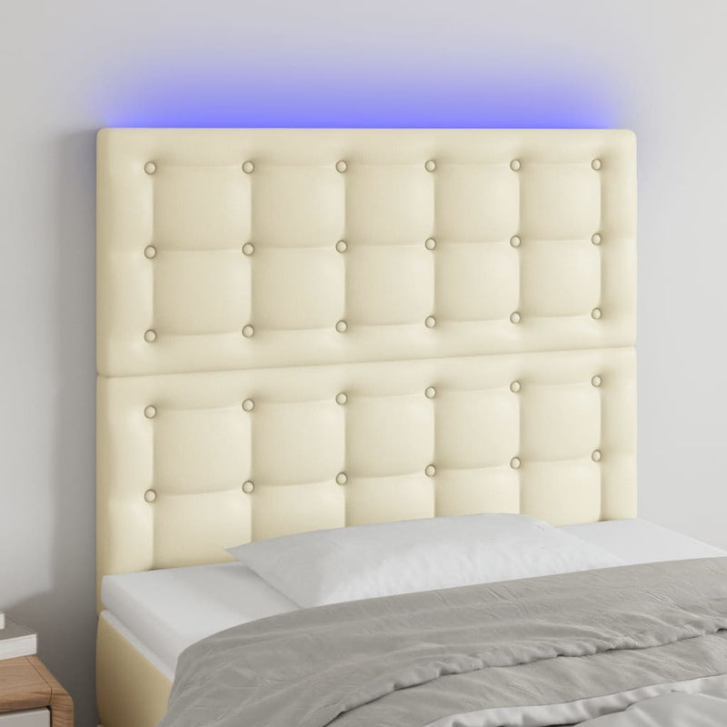 vidaXL krémszínű műbőr LED-es fejtámla 80x5x118/128 cm