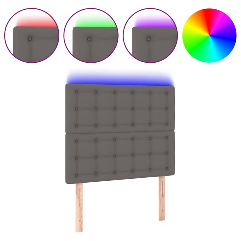 vidaXL szürke műbőr LED-es fejtámla 80x5x118/128 cm