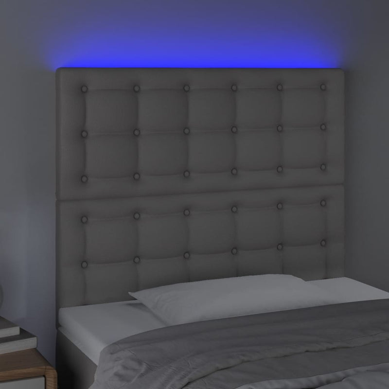vidaXL szürke műbőr LED-es fejtámla 80x5x118/128 cm