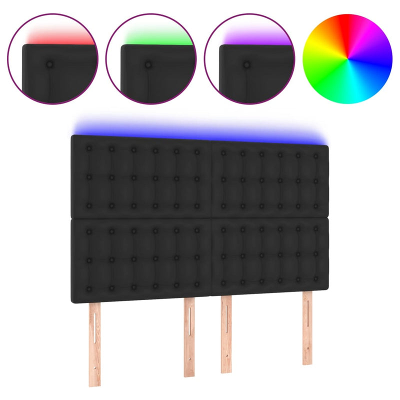 vidaXL fekete műbőr LED-es fejtámla 144x5x118/128 cm