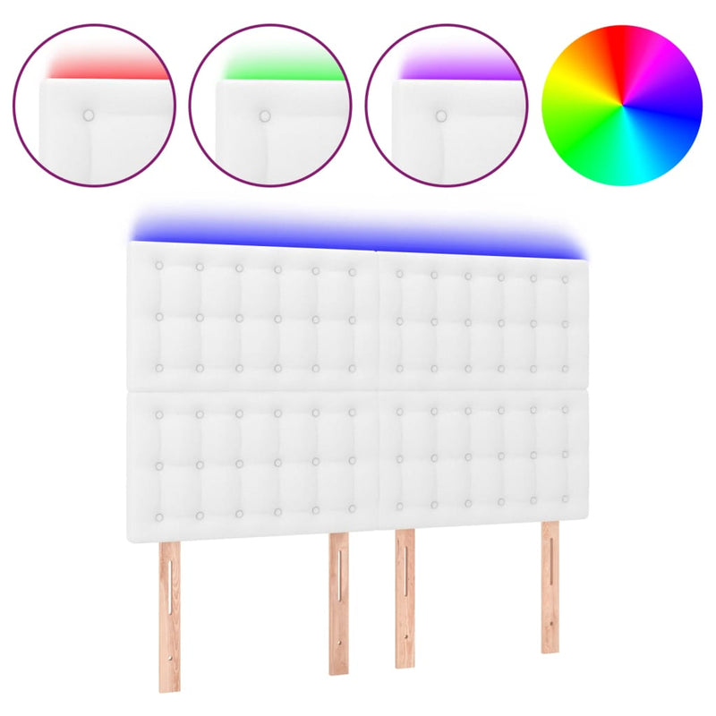 vidaXL fehér műbőr LED-es fejtámla 144x5x118/128 cm
