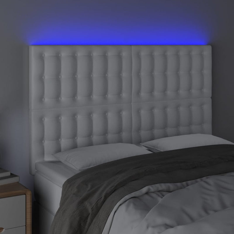 vidaXL fehér műbőr LED-es fejtámla 144x5x118/128 cm
