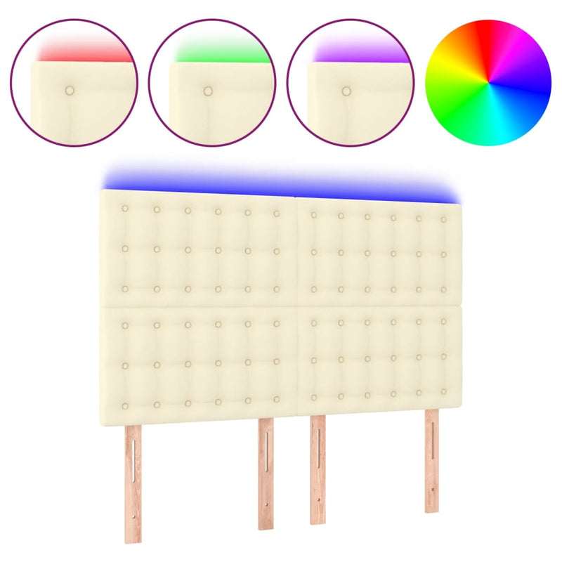 vidaXL krémszínű műbőr LED-es fejtámla 144x5x118/128 cm