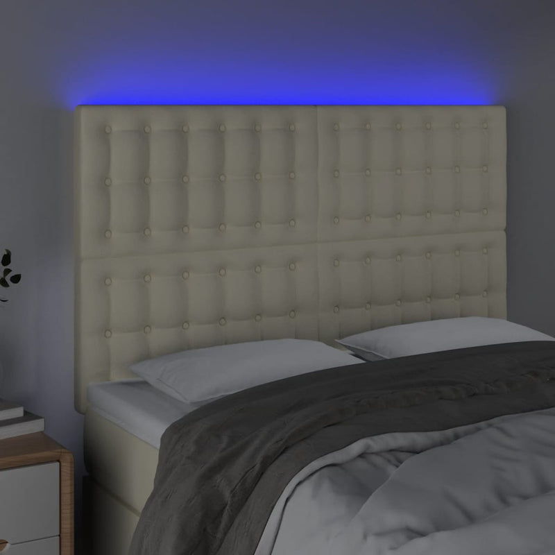 vidaXL krémszínű műbőr LED-es fejtámla 144x5x118/128 cm