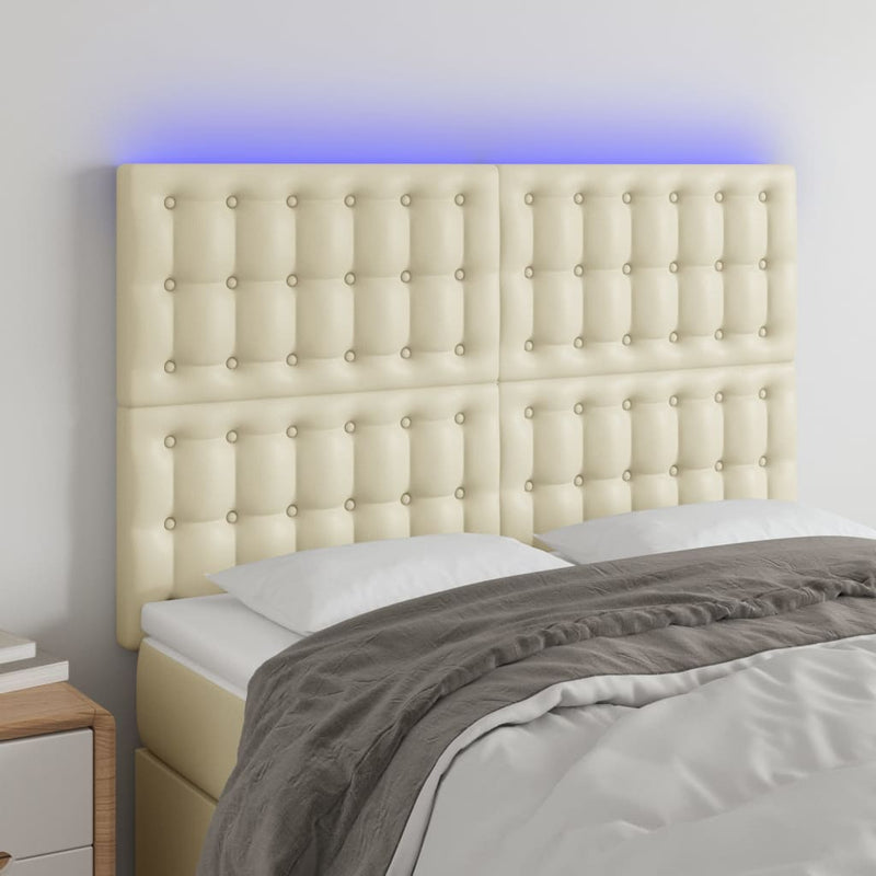 vidaXL krémszínű műbőr LED-es fejtámla 144x5x118/128 cm