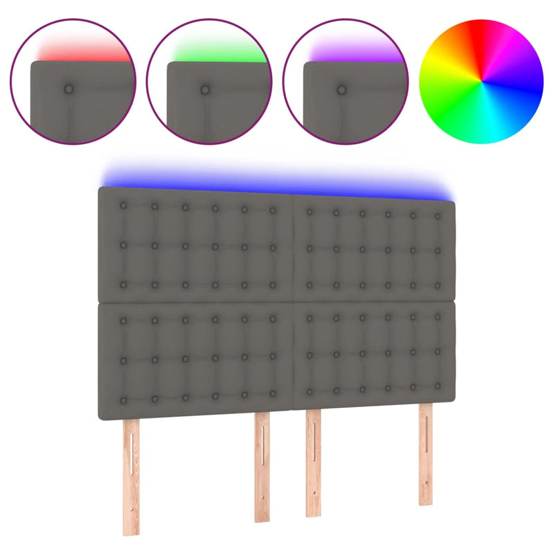 vidaXL szürke műbőr LED-es fejtámla 144x5x118/128 cm