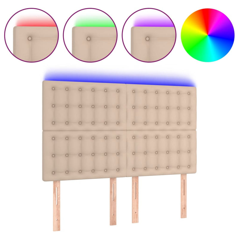 vidaXL cappuccino műbőr LED-es fejtámla 144x5x118/128 cm