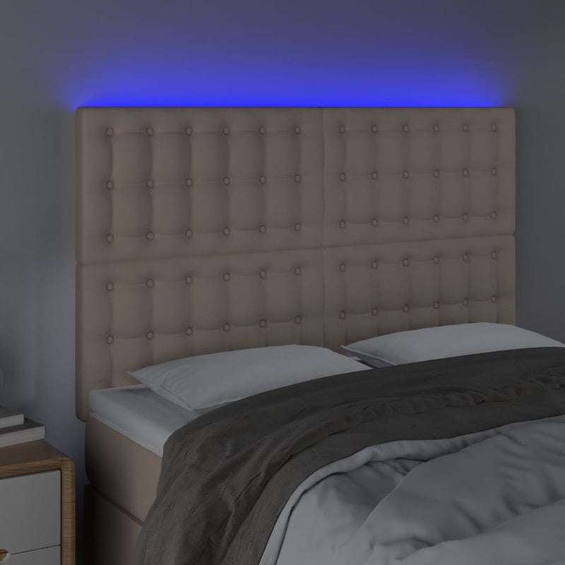 vidaXL cappuccino műbőr LED-es fejtámla 144x5x118/128 cm