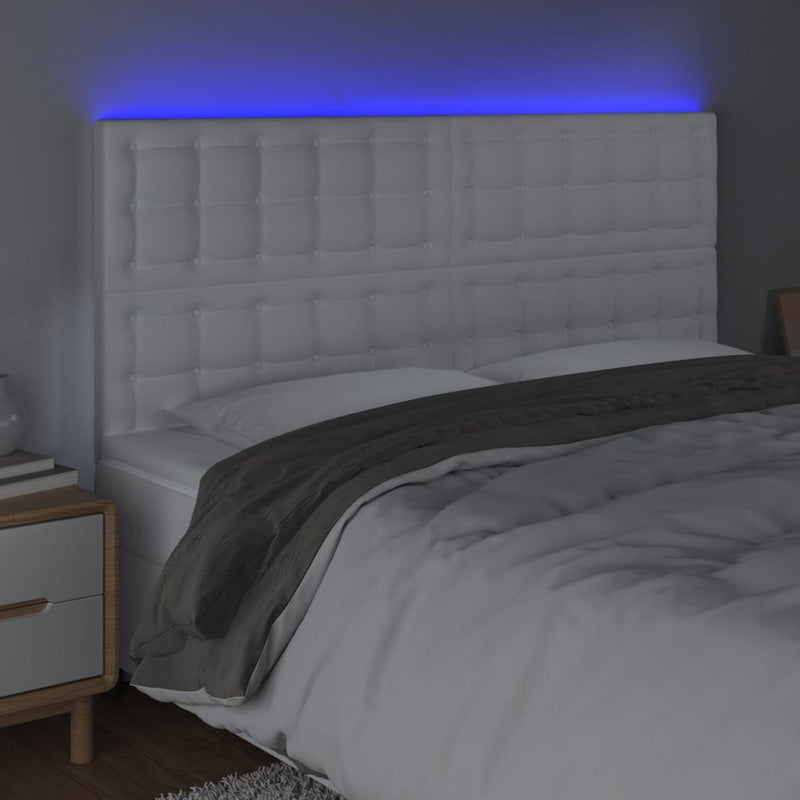 vidaXL fehér műbőr LED-es fejtámla 160x5x118/128 cm