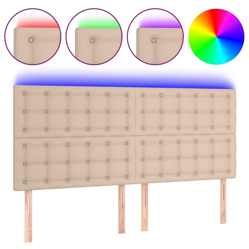 vidaXL cappuccino műbőr LED-es fejtámla 160x5x118/128 cm