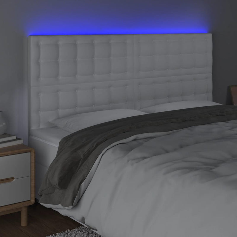 vidaXL fehér műbőr LED-es fejtámla 180x5x118/128 cm