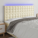 vidaXL krémszínű műbőr LED-es fejtámla 180x5x118/128 cm
