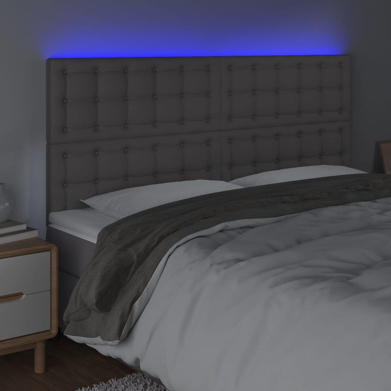 vidaXL szürke műbőr LED-es fejtámla 180x5x118/128 cm