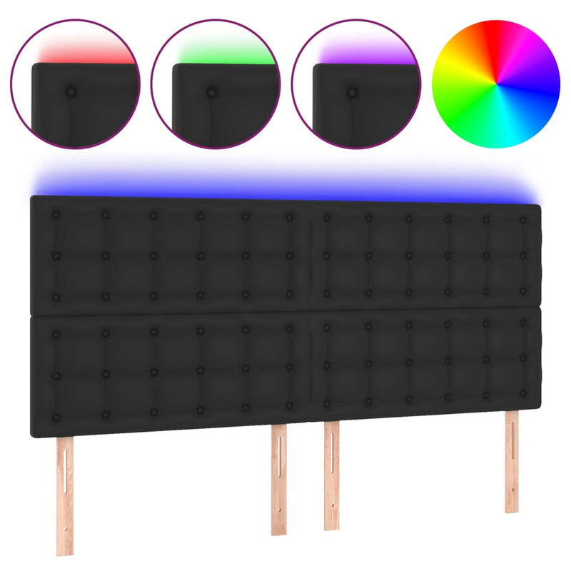vidaXL fekete műbőr LED-es fejtámla 200x5x118/128 cm