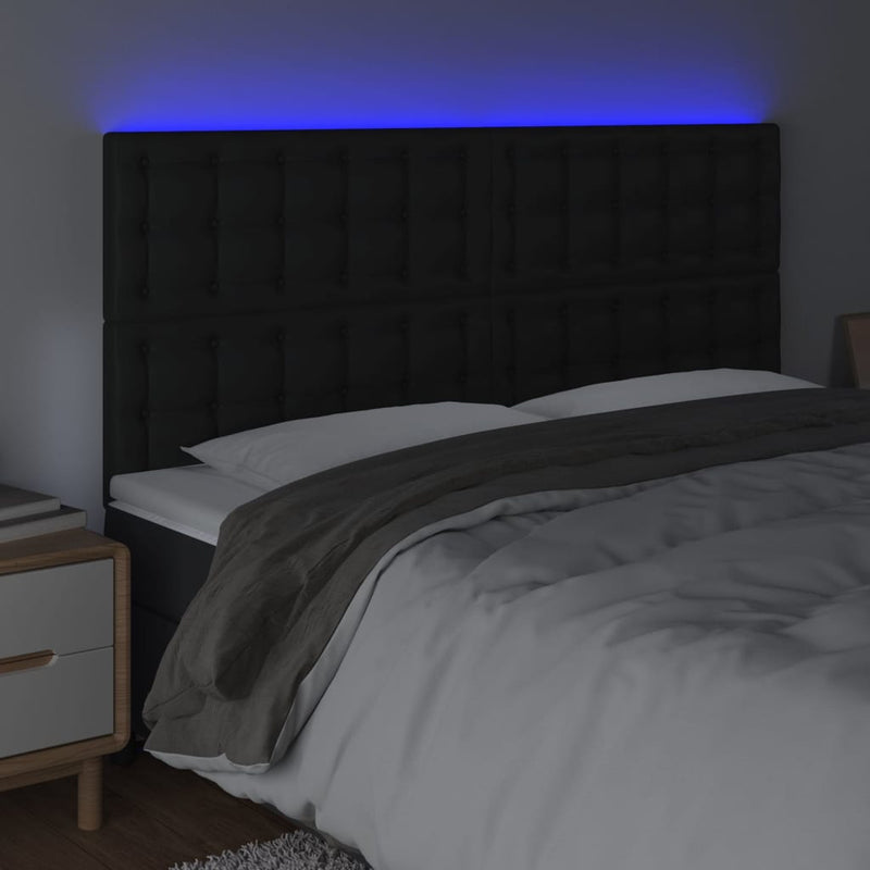 vidaXL fekete műbőr LED-es fejtámla 200x5x118/128 cm