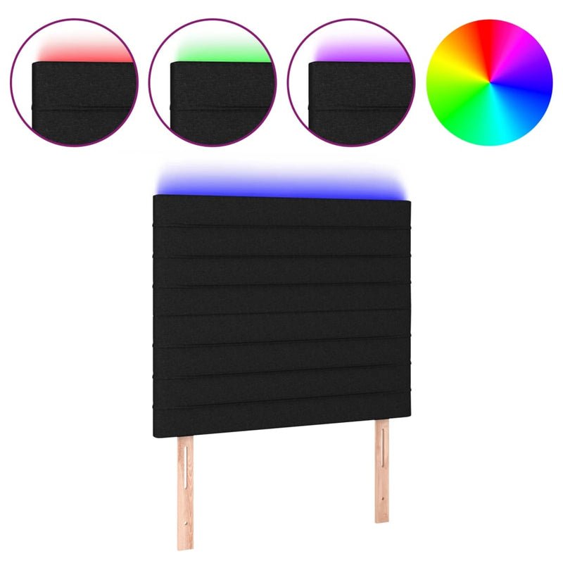 vidaXL fekete szövet LED-es fejtámla 90x5x118/128 cm