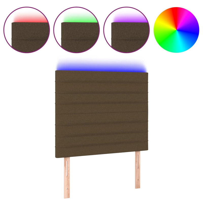 vidaXL sötétbarna szövet LED-es fejtámla 90x5x118/128 cm
