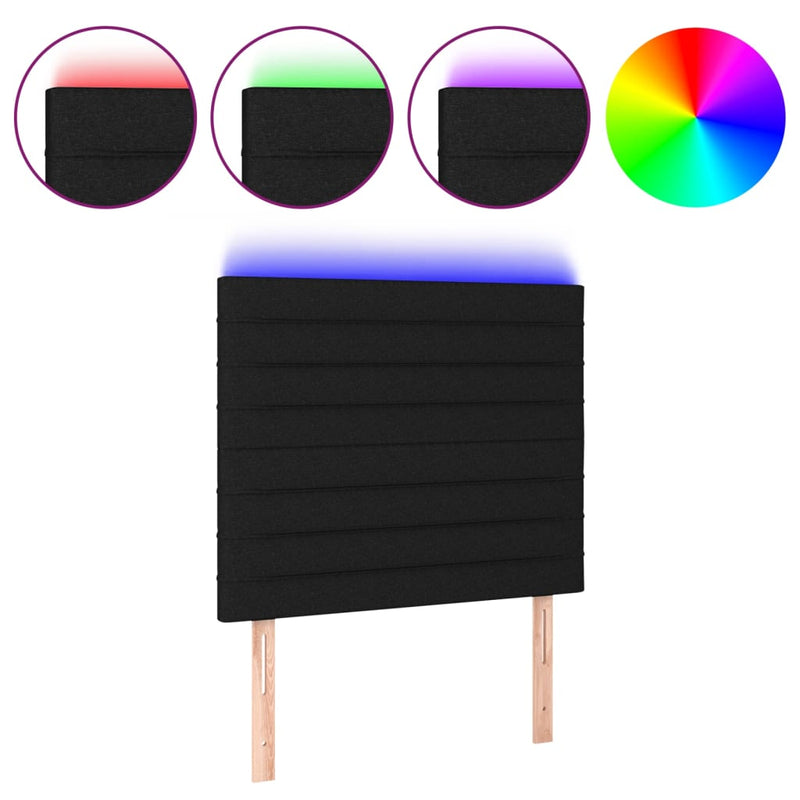 vidaXL fekete szövet LED-es fejtámla 100x5x118/128 cm