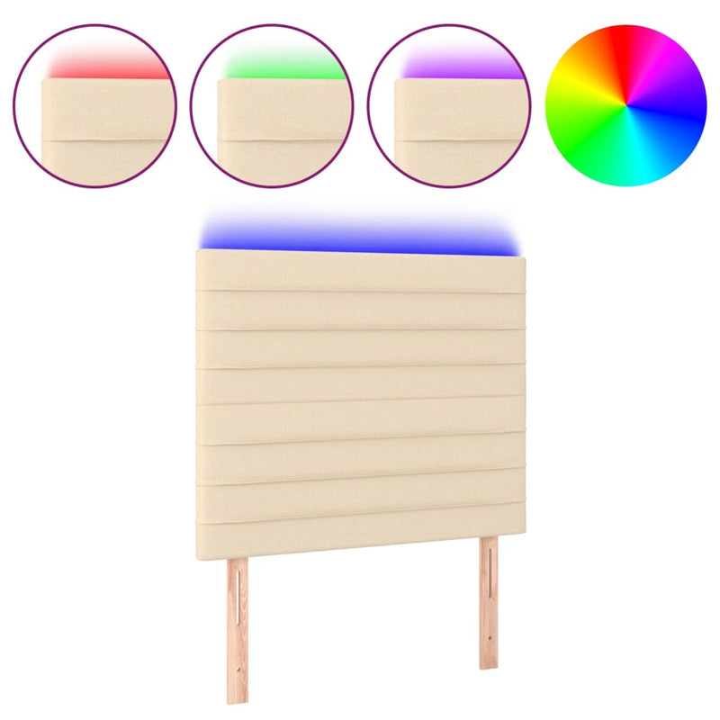 vidaXL krémszínű szövet LED-es fejtámla 100x5x118/128 cm