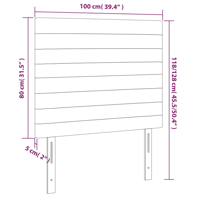 vidaXL krémszínű szövet LED-es fejtámla 100x5x118/128 cm