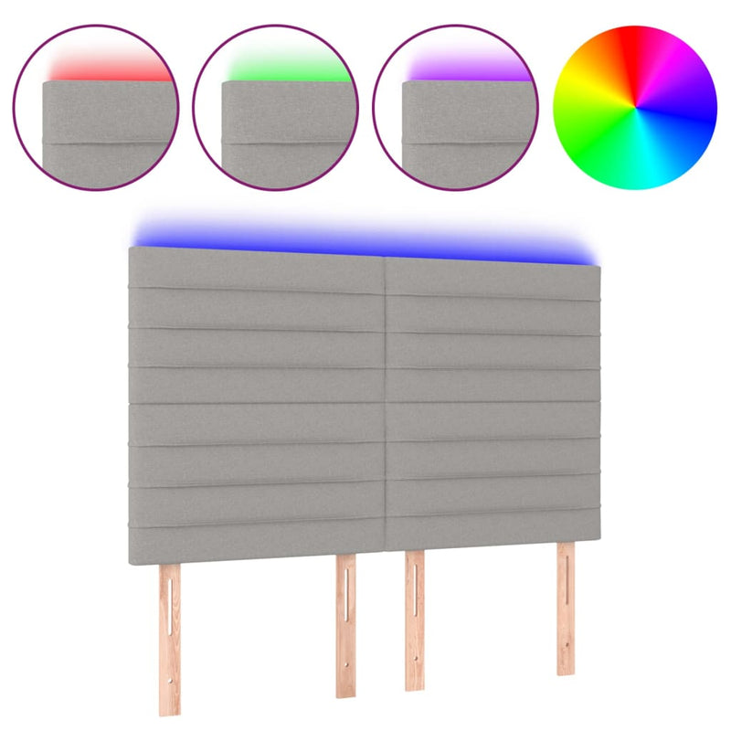 vidaXL világosszürke szövet LED-es fejtámla 144x5x118/128 cm