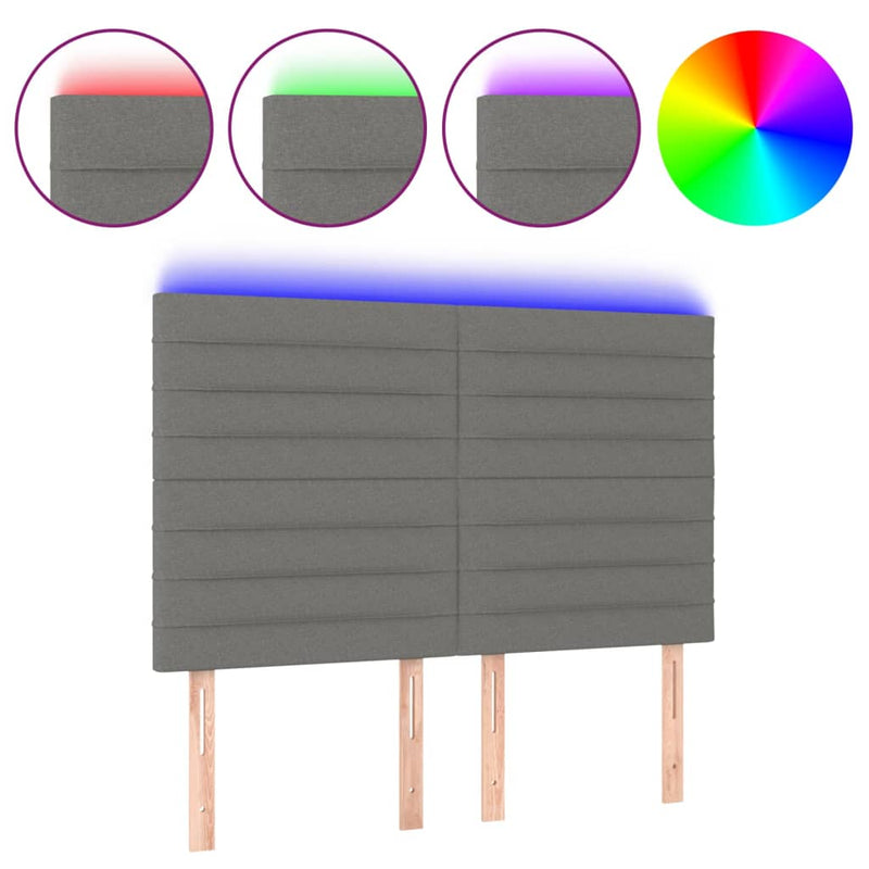 vidaXL sötétszürke szövet LED-es fejtámla 144x5x118/128 cm