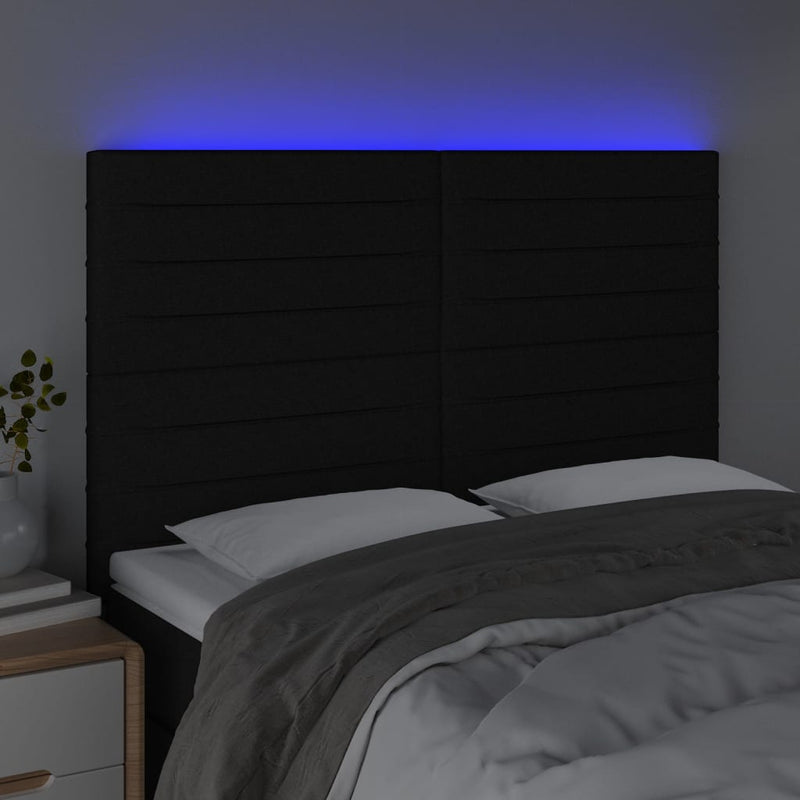 vidaXL fekete szövet LED-es fejtámla 144x5x118/128 cm