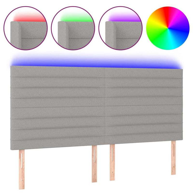 vidaXL világosszürke szövet LED-es fejtámla 160x5x118/128 cm