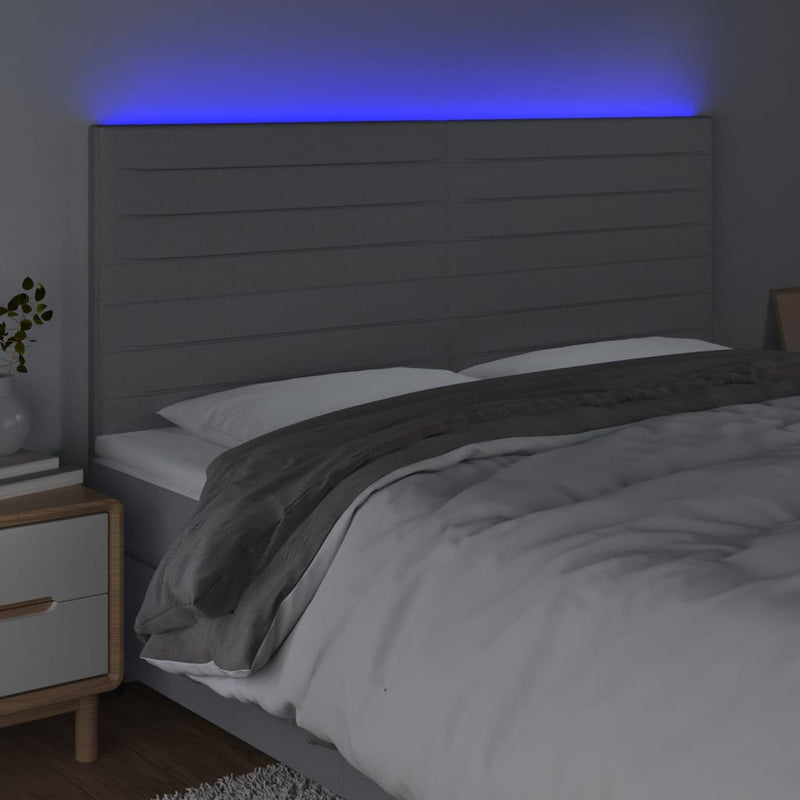vidaXL világosszürke szövet LED-es fejtámla 160x5x118/128 cm