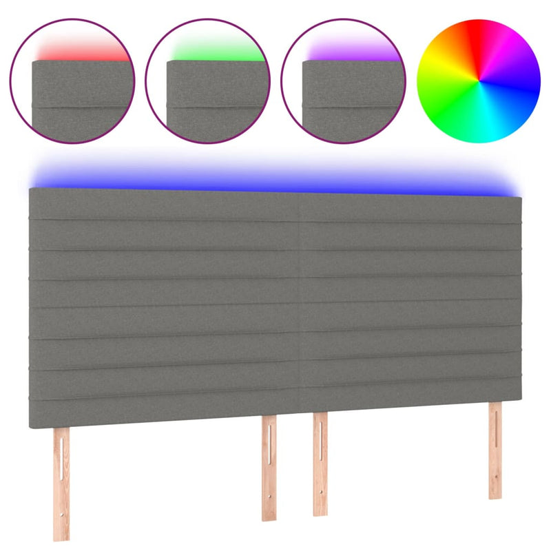 vidaXL sötétszürke szövet LED-es fejtámla 160x5x118/128 cm