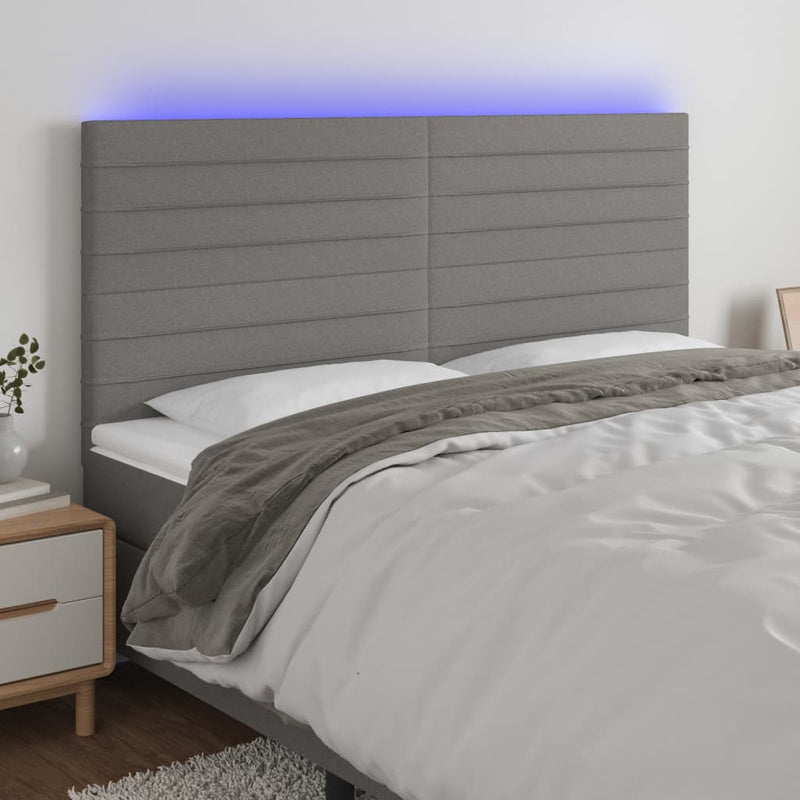 vidaXL sötétszürke szövet LED-es fejtámla 160x5x118/128 cm