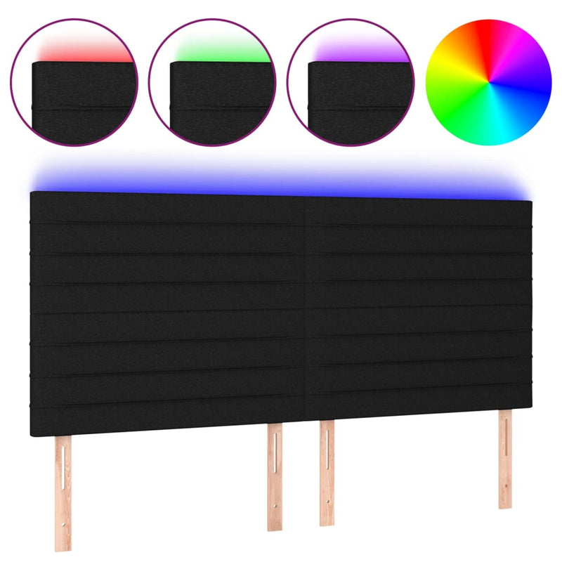 vidaXL fekete szövet LED-es fejtámla 160x5x118/128 cm