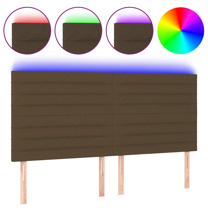 vidaXL sötétbarna szövet LED-es fejtámla 180x5x118/128 cm