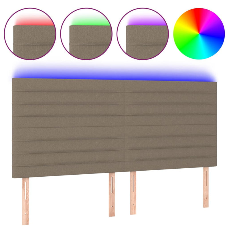 vidaXL tópszínű szövet LED-es fejtámla 180x5x118/128 cm
