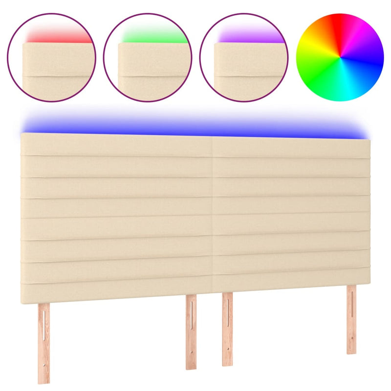 vidaXL krémszínű szövet LED-es fejtámla 200x5x118/128 cm