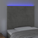 vidaXL világosszürke bársony LED-es fejtámla 80x5x118/128 cm