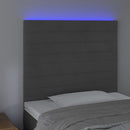 vidaXL sötétszürke bársony LED-es fejtámla 80x5x118/128 cm