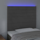 vidaXL sötétszürke bársony LED-es fejtámla 90x5x118/128 cm