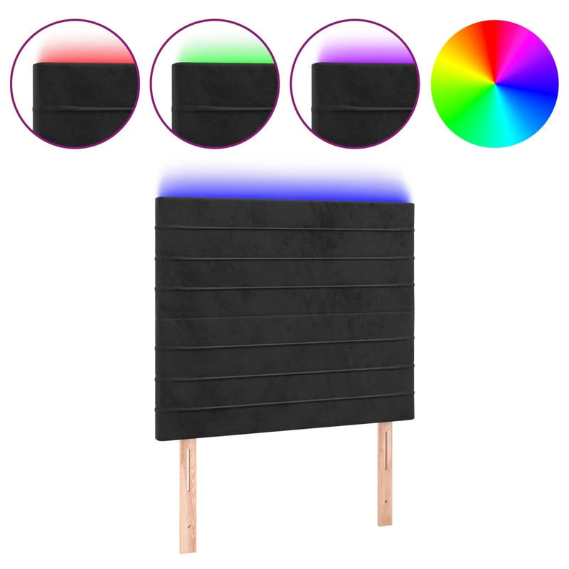 vidaXL fekete bársony LED-es fejtámla 100x5x118/128 cm