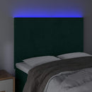 vidaXL sötétzöld bársony LED-es fejtámla 144x5x118/128 cm