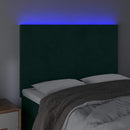 vidaXL sötétzöld bársony LED-es fejtámla 144x5x118/128 cm