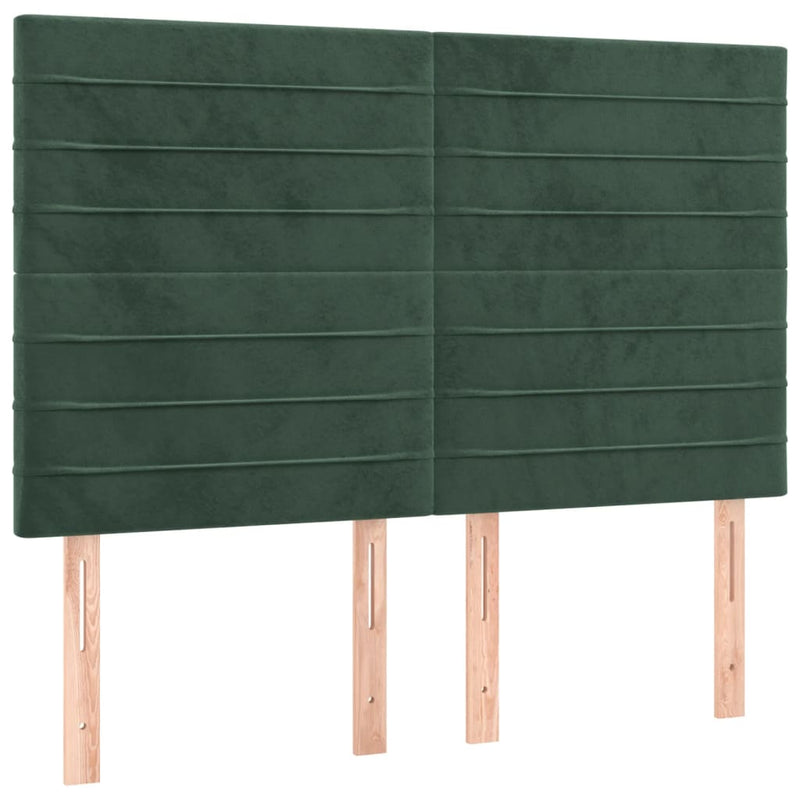 vidaXL sötétzöld bársony LED-es fejtámla 144x5x118/128 cm