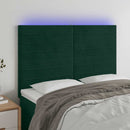 vidaXL sötétzöld bársony LED-es fejtámla 144x5x118/128 cm